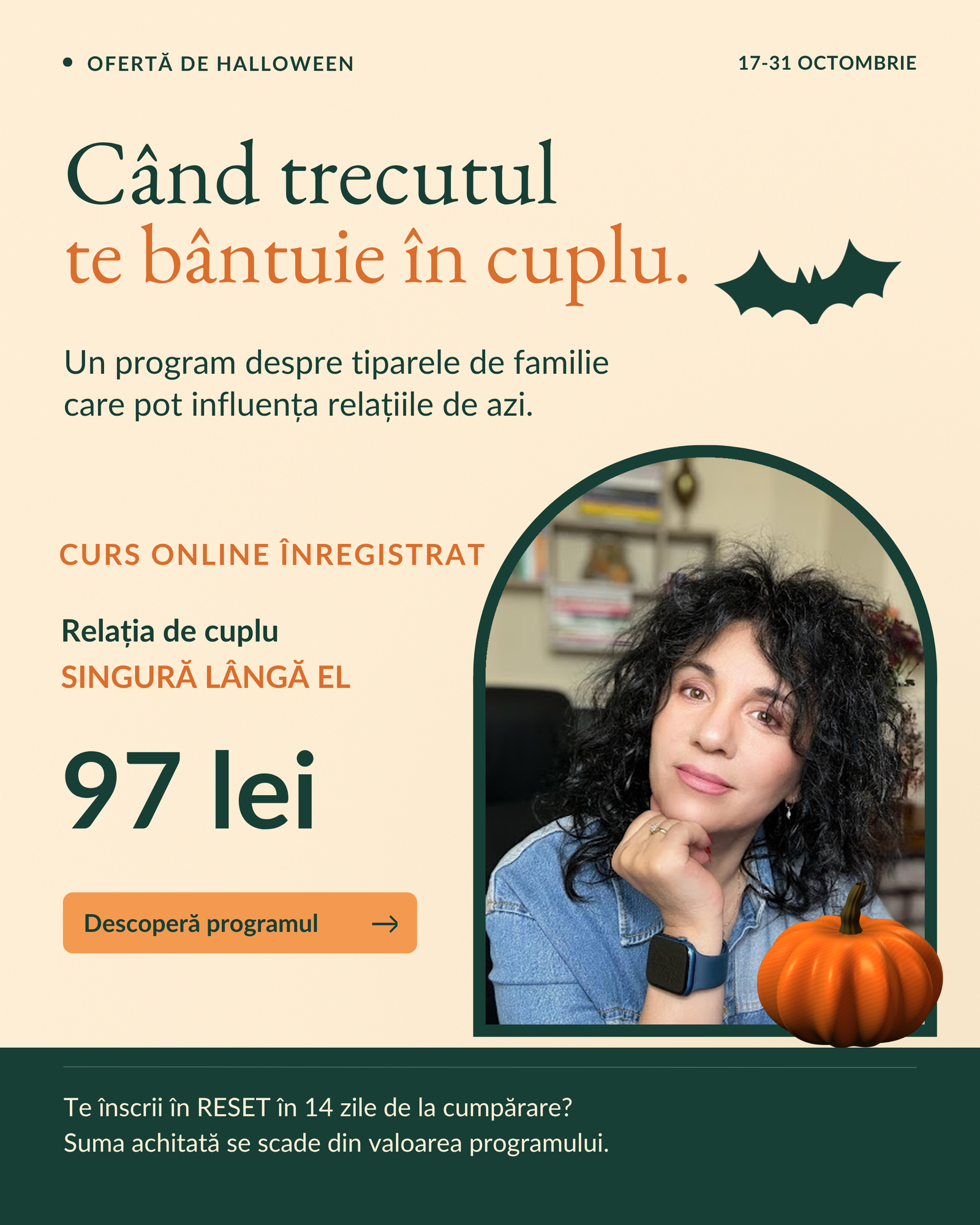 Afiș de campanie pentru cursul Singură lângă el, Vio Pascu